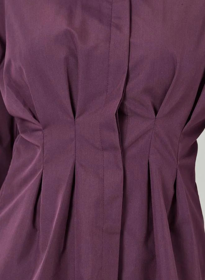 Styli Women Purple Long Sleeve Fold Pleated Shirt